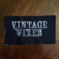 Vintage Vixen hand stamped patch, hand made patches, black and white patch with FREE SHIPPING