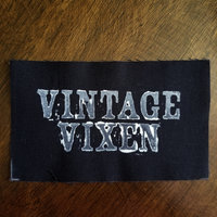 Vintage Vixen hand stamped patch, hand made patches, black and white patch with FREE SHIPPING