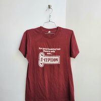 1980 Good Looking Hair burgundy tee shirt, size small