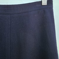 1970 navy blue wool midi skirt, small