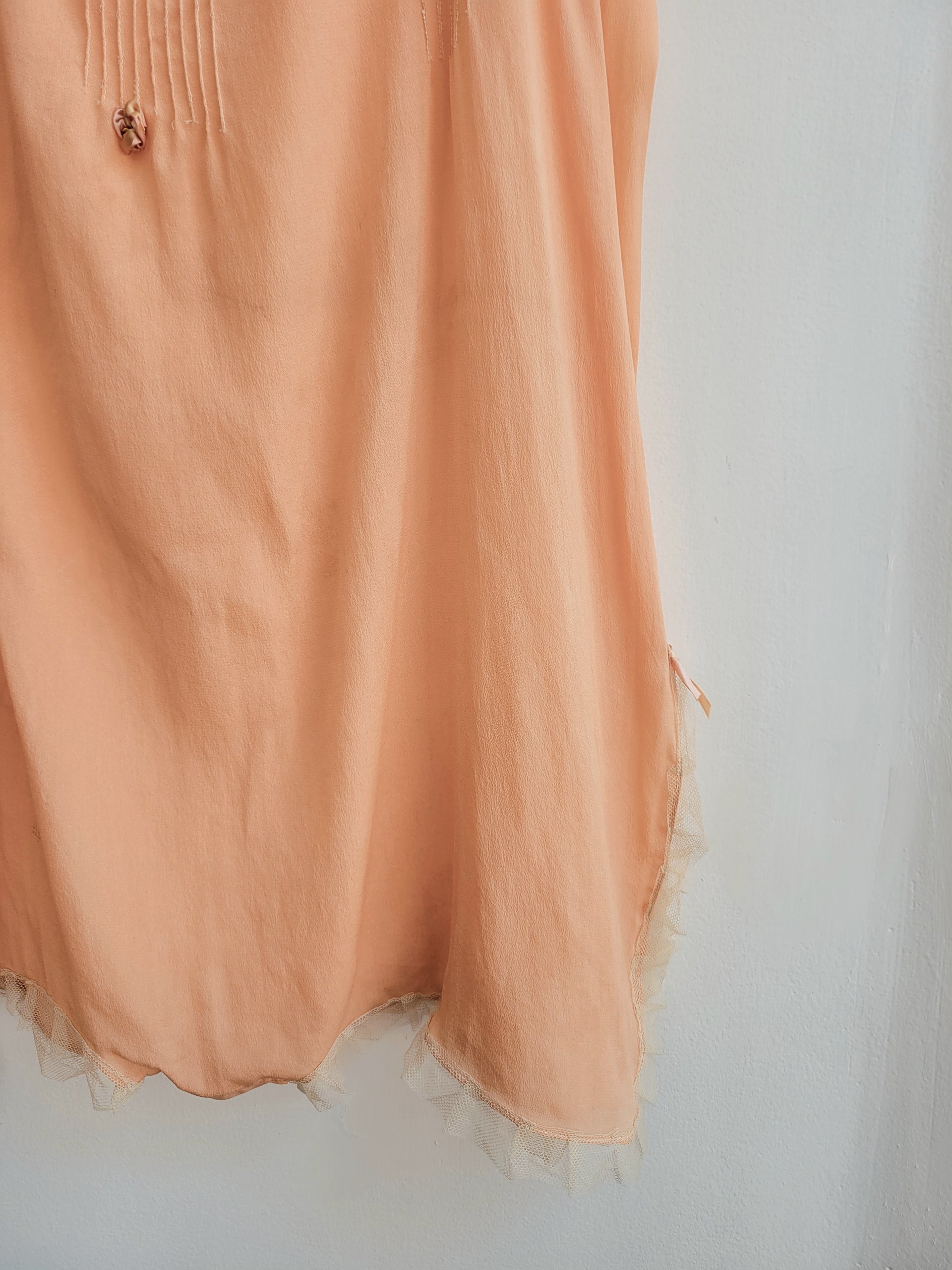 1920's peach teddy lingerie romper, small