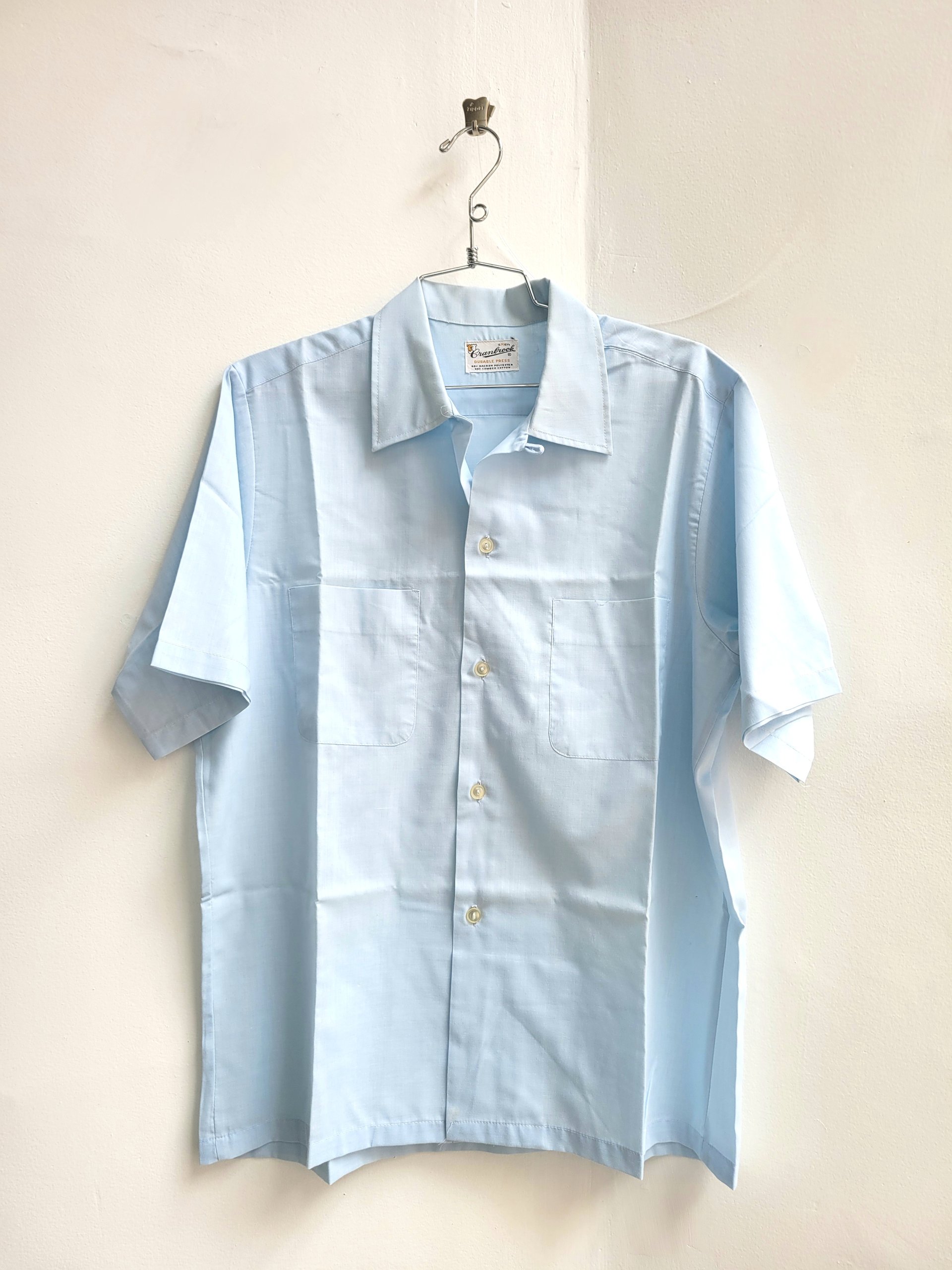 1960 Cranbrook blue button up shirt, medium