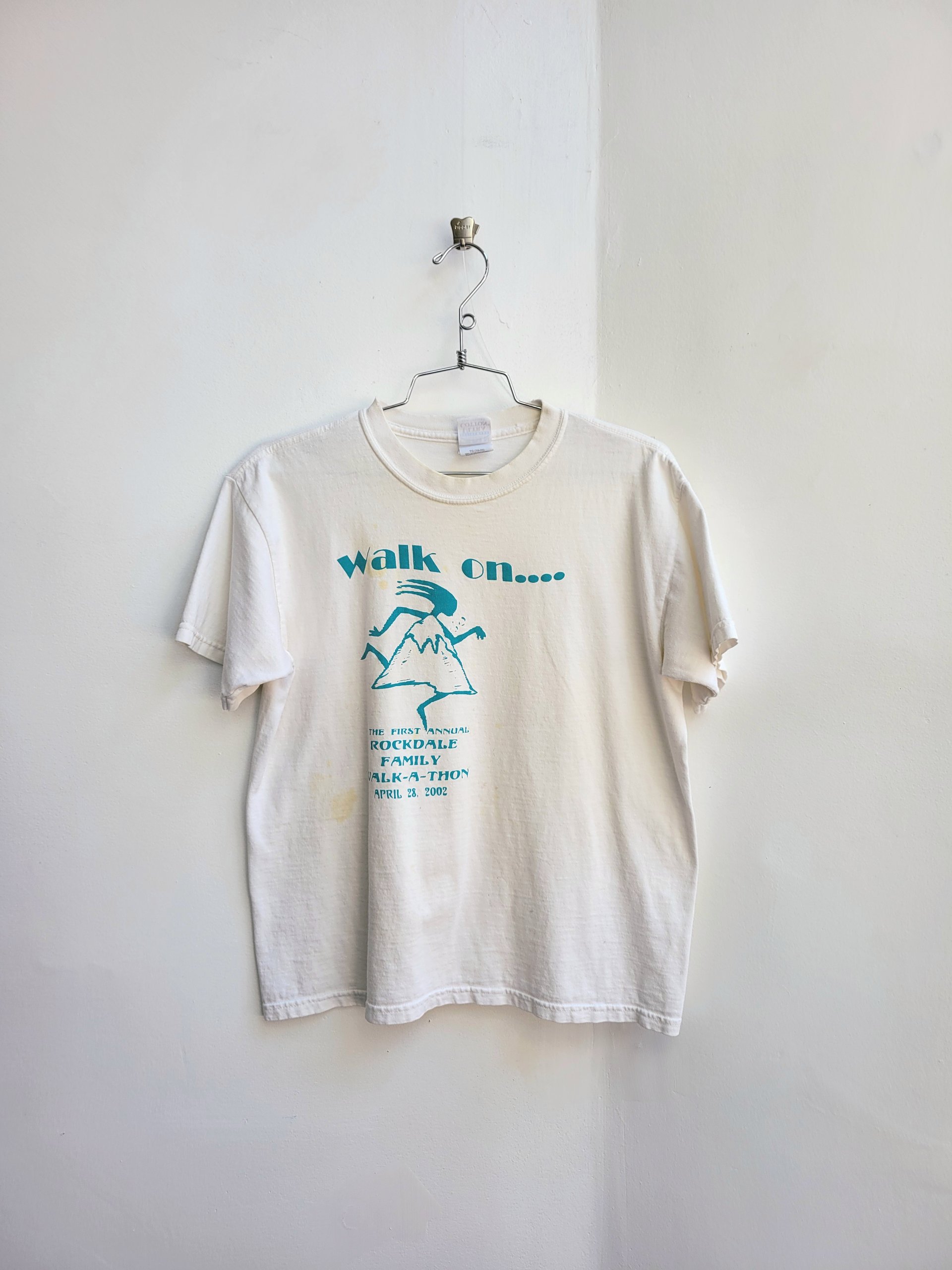 2002 Walk on Rockdale distressed white tee shirt, size medium