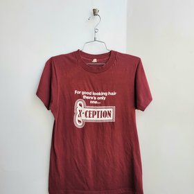 1980 Good Looking Hair burgundy tee shirt, size small