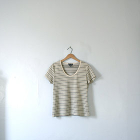 Vintage 90's beige and black striped shirt, size medium / large