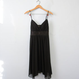 Y2K black babydoll mini dress with handkerchief hem, women's medium / small