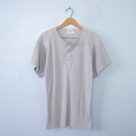 Vintage 80's grey henley tee shirt, men's size medium