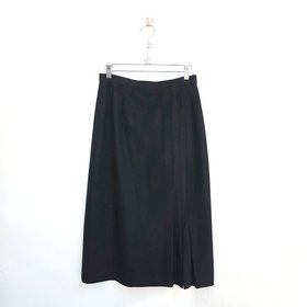 1980 black wool long pencil skirt, medium 8