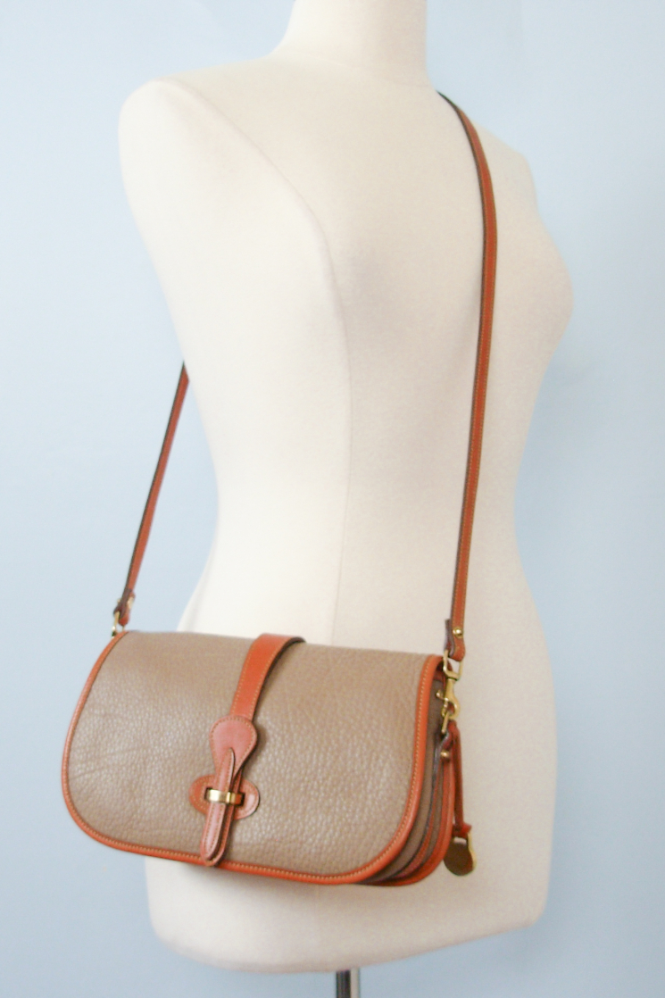 80's Dooney and Bourke over and under taupe crossbody purse