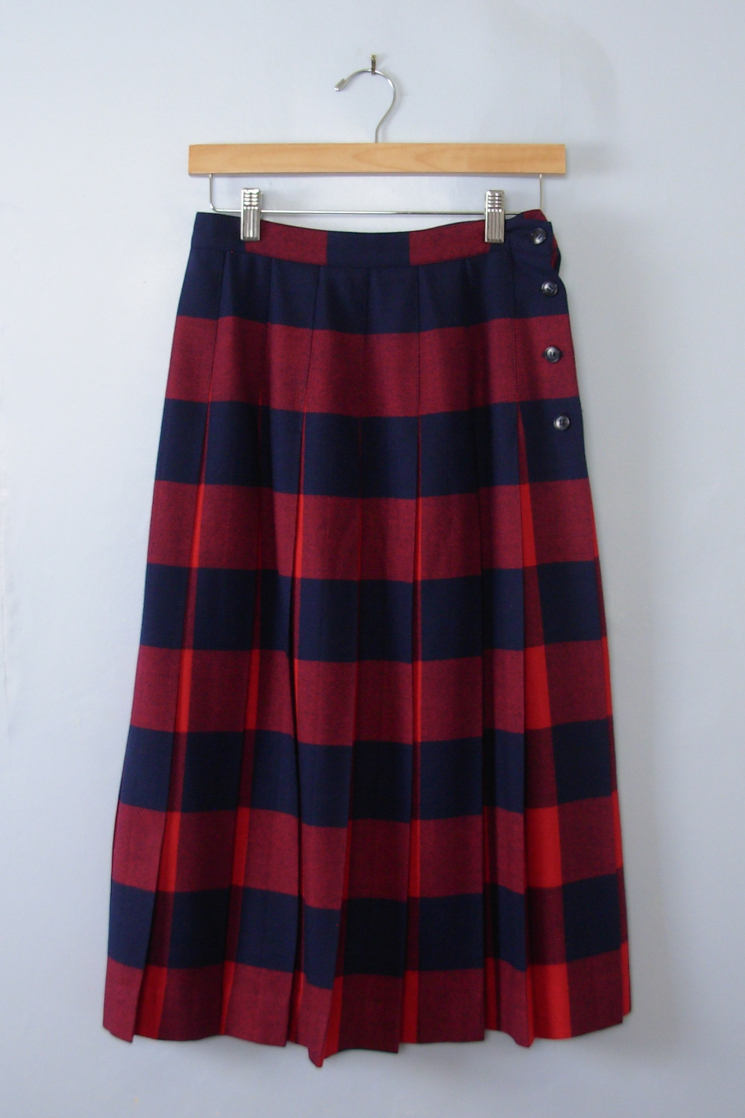 plaid wool skirt 80s