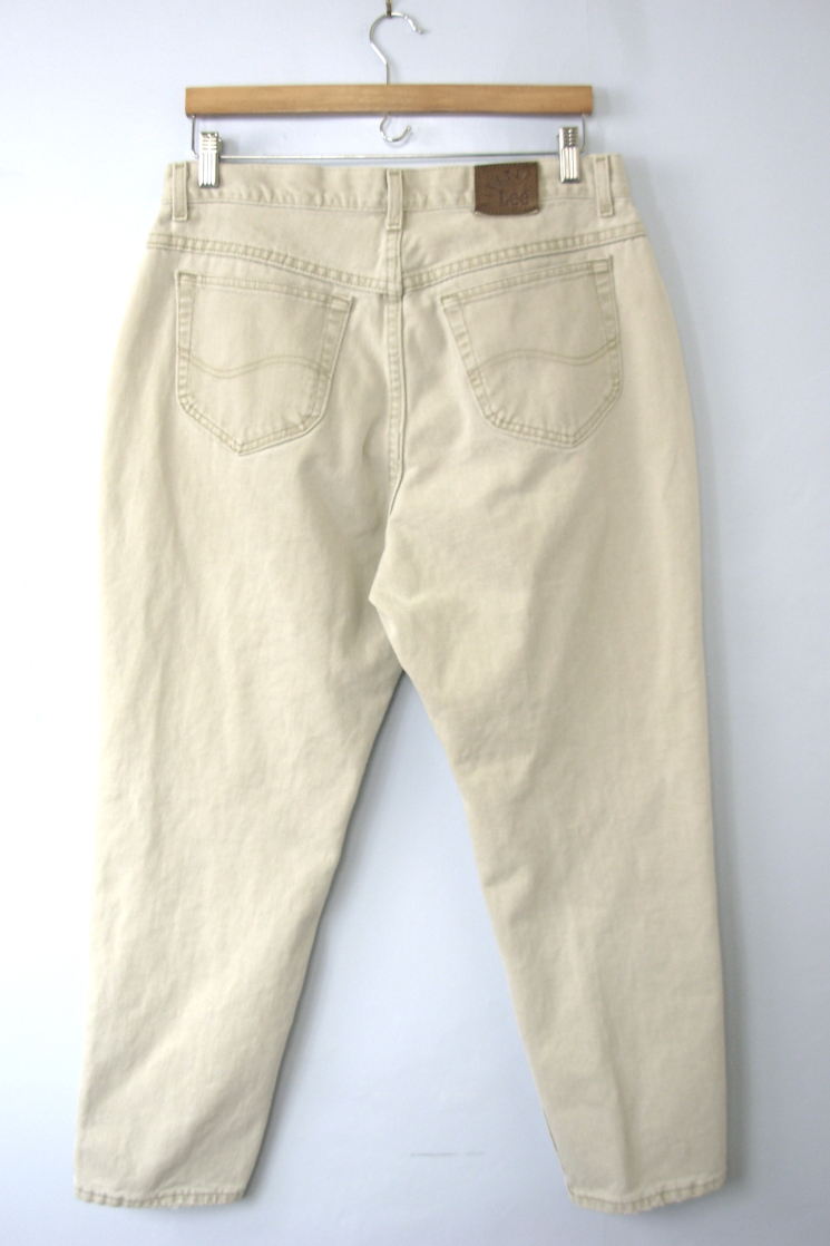 80's high waisted jeans, mom jeans, stone beige denim, tapered leg, 16 ...