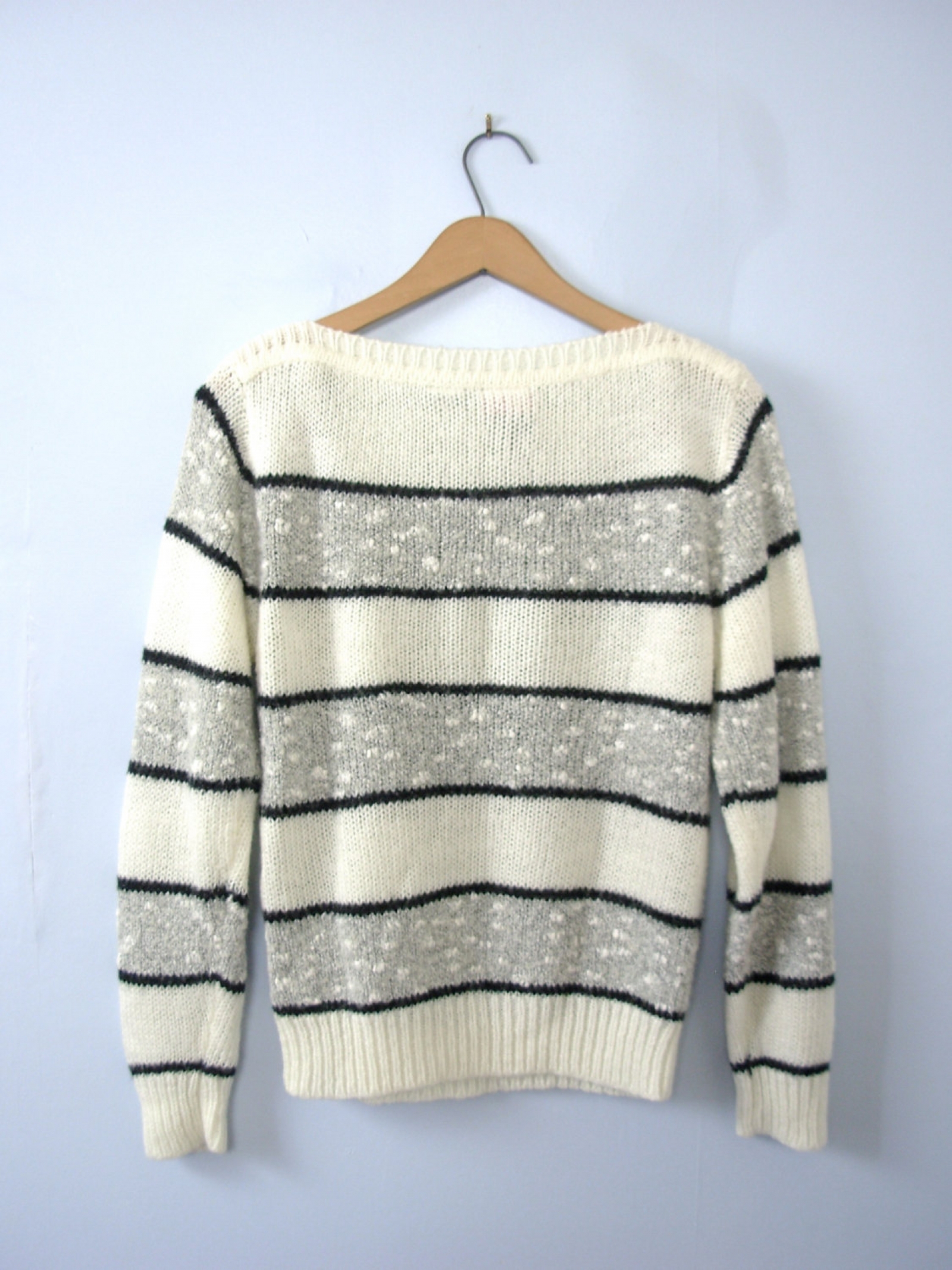 Vintage 80's striped sweater, black and white sweater, checkered ...