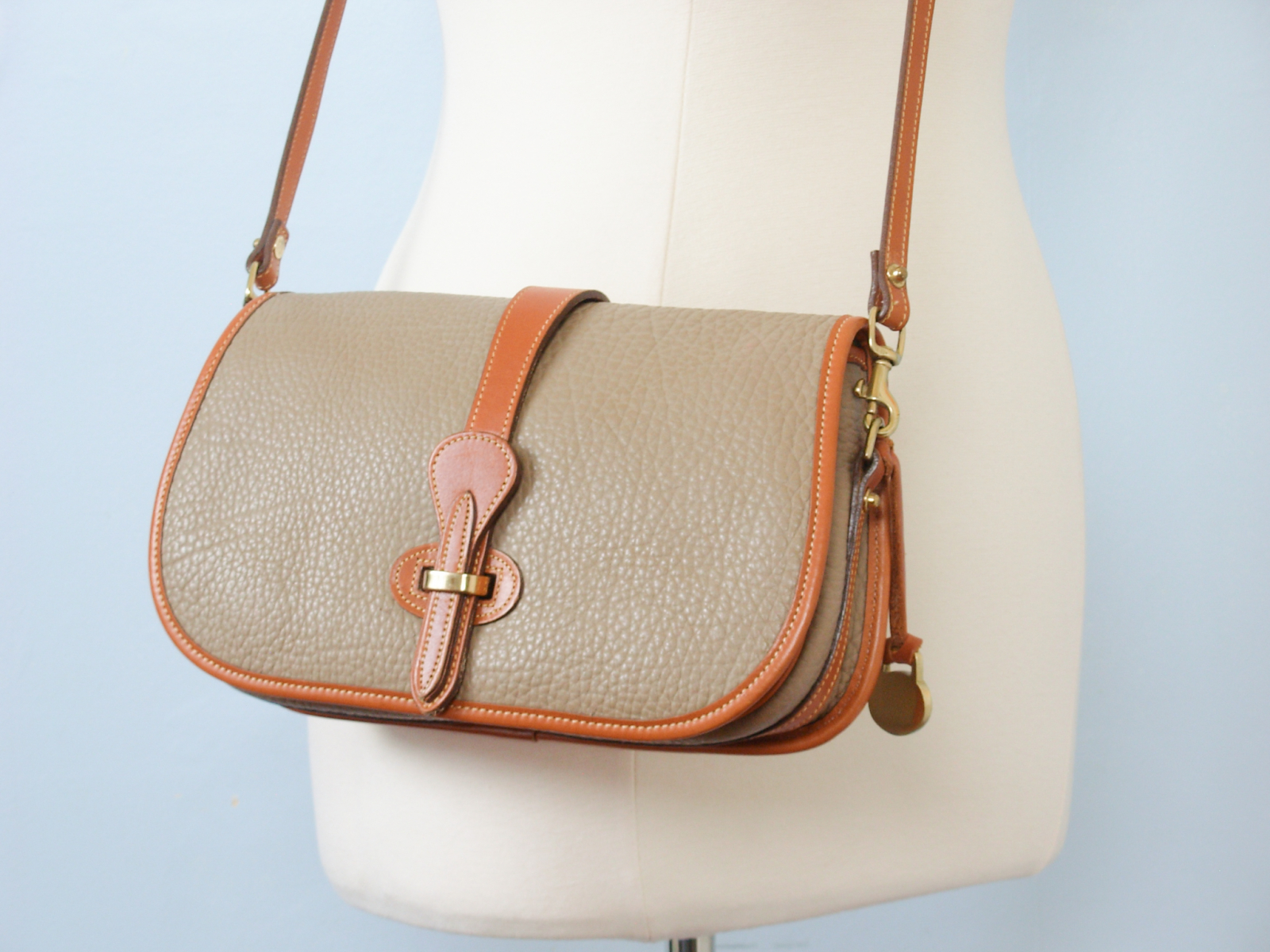 80's Dooney and Bourke over and under taupe crossbody purse