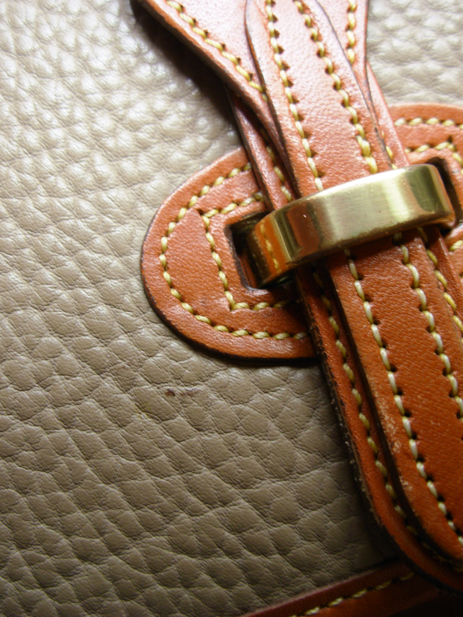 DOONEY & BOURKE Vintage Taupe & Tan Leather Flap Crossbody Shoulder  Bag