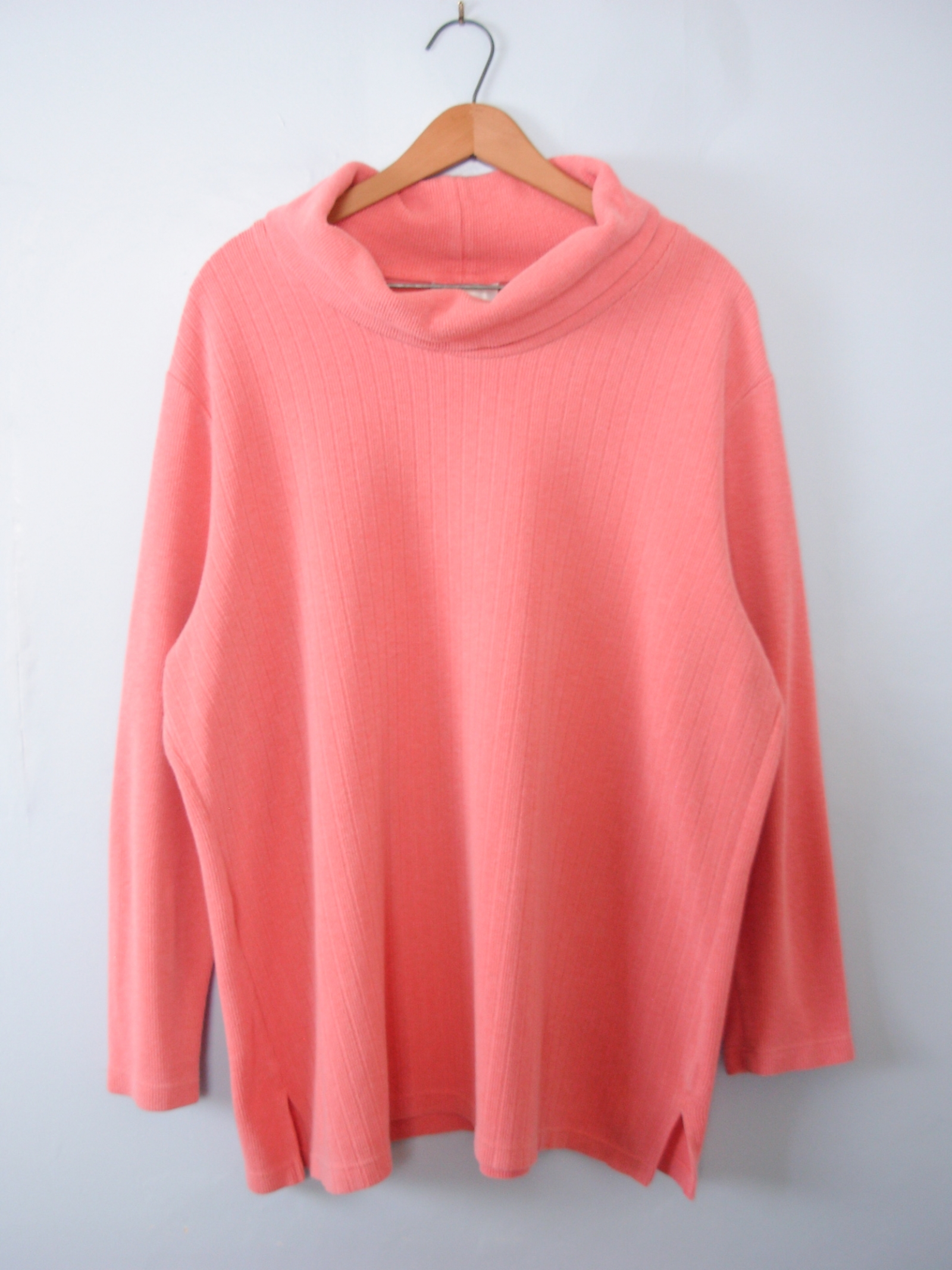 Vintage 80's light pink peach turtleneck long sleeved shirt, women's ...
