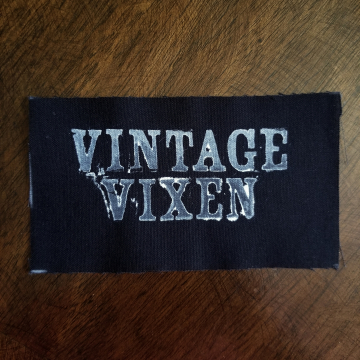 Vintage Vixen hand stamped patch, hand made patches, black and white patch with FREE SHIPPING