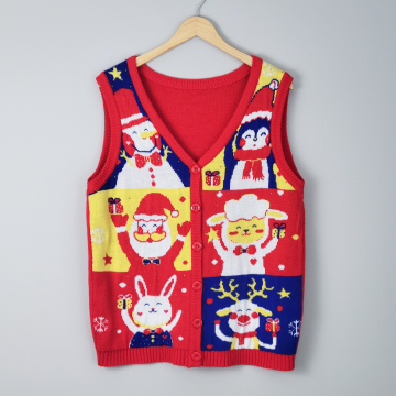 90's red Christmas sweater vest, women's size large