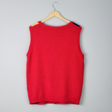 90's red Christmas sweater vest, women's size large