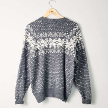 90's grey wool Christmas sweater, women's size XL