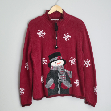 90's snowman quarter zip Christmas sweater, women's size XL