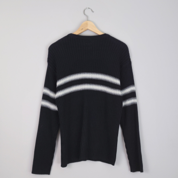 90's black ribbed knit sweater, men's medium