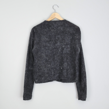 90's grey wool cardigan sweater, women's small