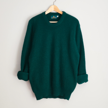 80's forest green wool sweater, men's XL