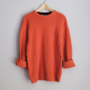 90's pumpkin orange sweater, men's large