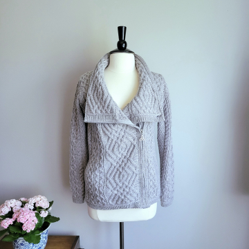 00's Aran Craft grey merino wool sweater, small