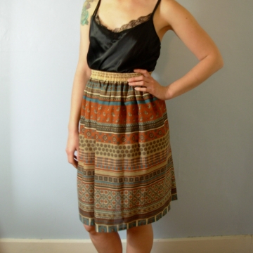 Vintage 80's southwestern tribal skirt, hippie / boho summer skirt, size 10 medium