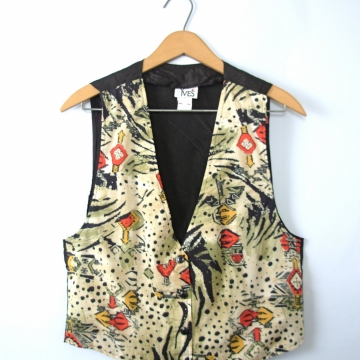 Vintage 80's tribal vest, abstract vest, women's size small