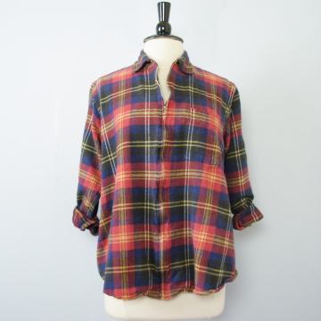 90's grunge red plaid flannel button up shirt, women's size medium