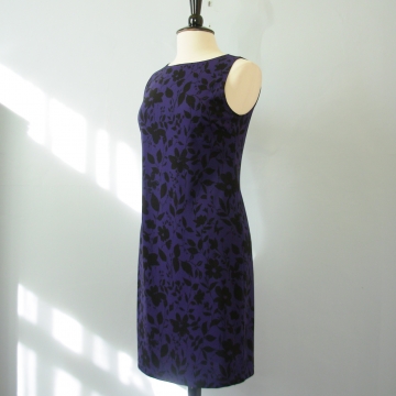 Y2K dark violet floral knee length dress, women's size medium