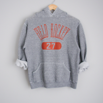 70's Russell field hockey grey hoodie sweatshirt, men's size small