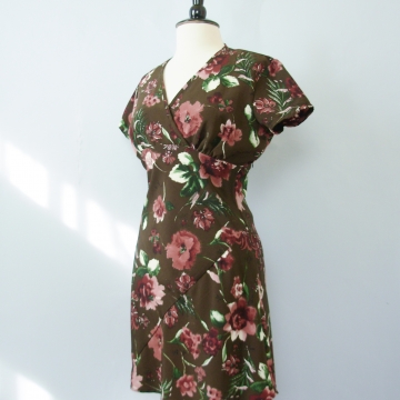 90's brown floral mini dress, women's size medium