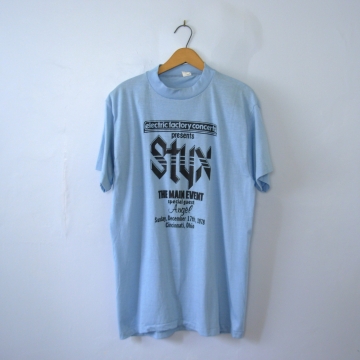 Vintage 70's Styx and Angel shirt Cincinnati Ohio concert band tee, size XL / large