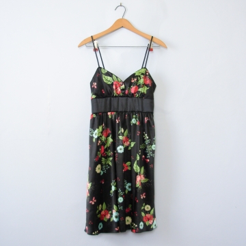 Y2K black floral babydoll mini dress, women's small / xs