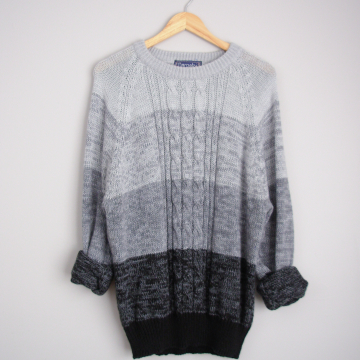 80's grey gradient sweater, men's size XL