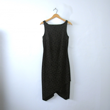 Vintage 90's sleeveless black dress with handkerchief hem, size medium