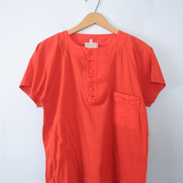 Vintage 80's plain red henley tee shirt with pocket, women's size medium