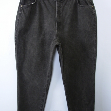 Vintage 80's Chic black denim high waisted mom jeans, tapered leg, women's size 26 / 24
