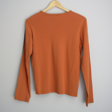 90's Abercrombie orange long sleeved shirt, women's size large