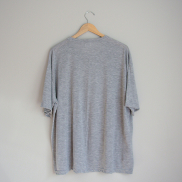 80's thin plain grey pocket tee shirt, men's size 2XL