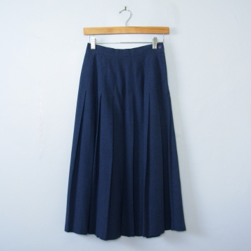 80's blue pleated midi skirt, women's small
