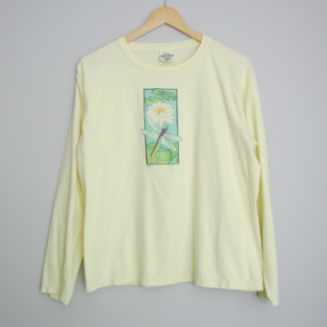 90's dragonfly long sleeved shirt, women's size large