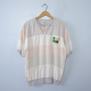 Vintage 80's G4 pink and white colorblock shirt, women's size medium