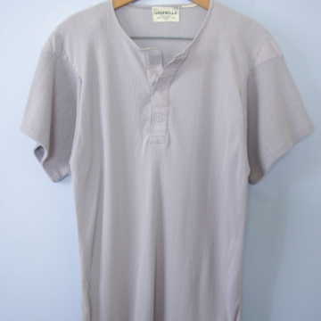 Vintage 80's grey henley tee shirt, men's size medium