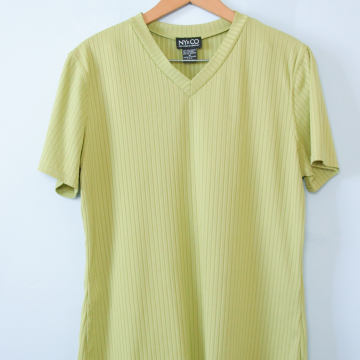 90's NY and CO celery green ribbed knit shirt, women's size medium