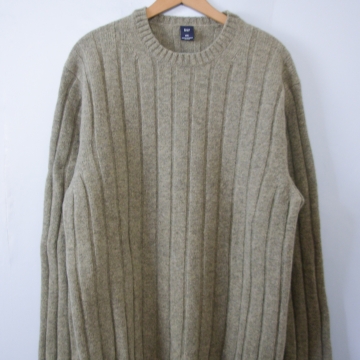 Vintage 90's moss green wool oversized ribbed knit sweater, men's size XL