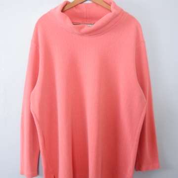 Vintage 80's light pink peach turtleneck long sleeved shirt, women's size 2XL